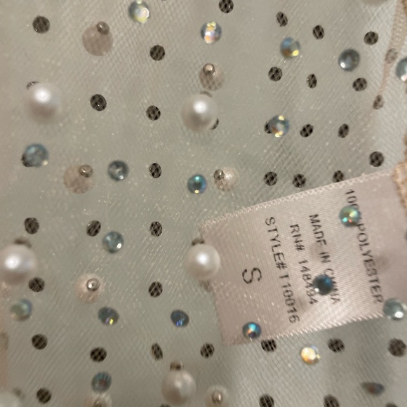 Beaded size small tan overlay with pearls and gems - Picture 3 of 5